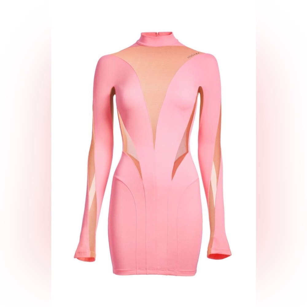 Mugler H&M Pink Mesh-paneled Mini Dress NWT Small
